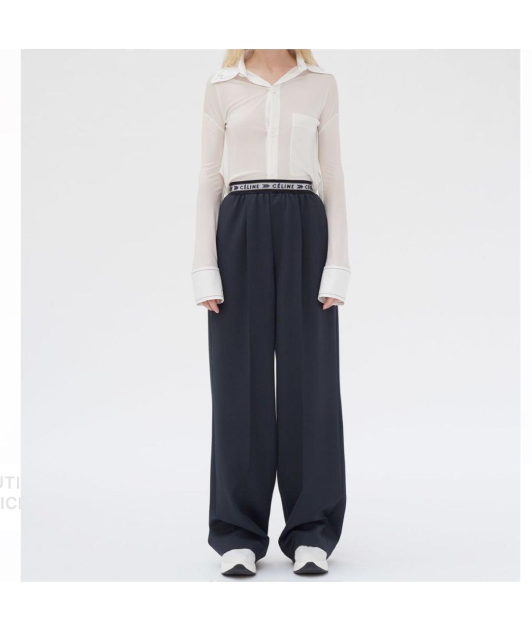 CELINE Антрацитовые шерстяные брюки широкие, фото 5