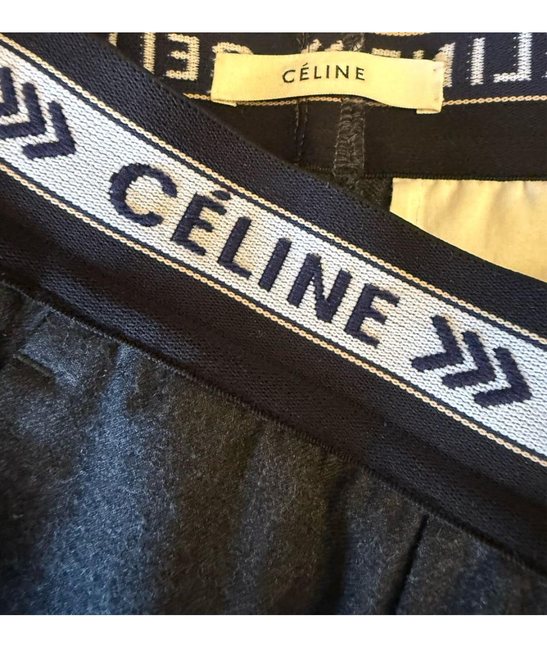 CELINE Антрацитовые шерстяные брюки широкие, фото 8