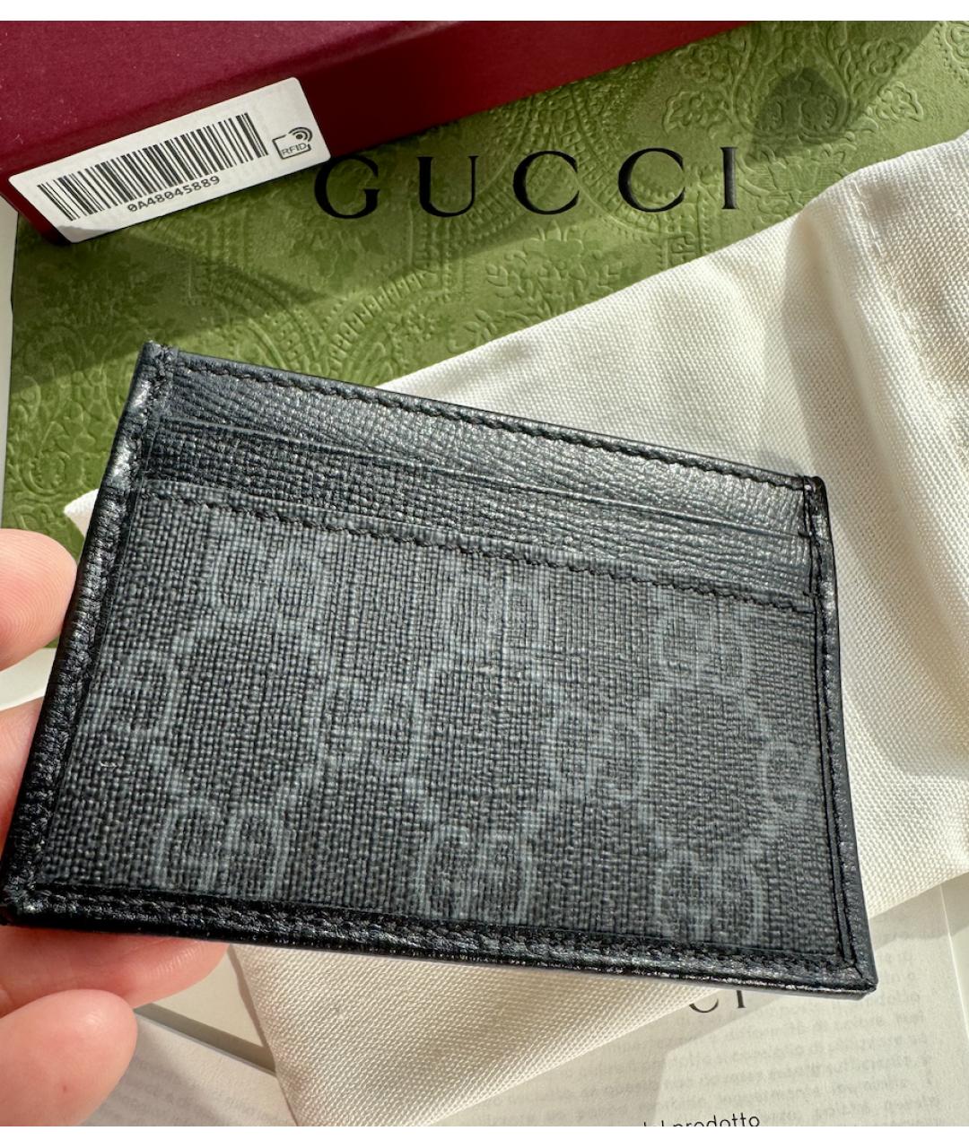 GUCCI Антрацитовый кожаный кардхолдер, фото 4