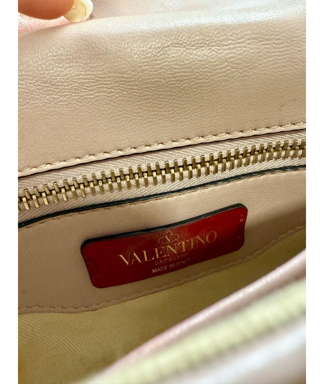 VALENTINO Коралловая кожаная сумка через плечо, фото 7