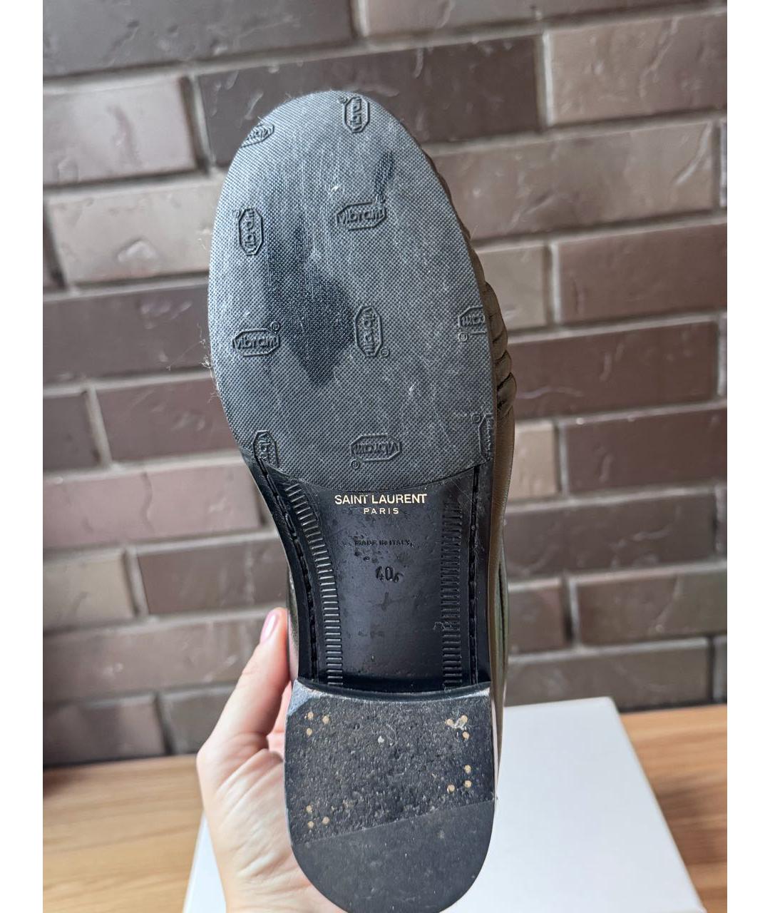 SAINT LAURENT Черные кожаные лоферы, фото 5