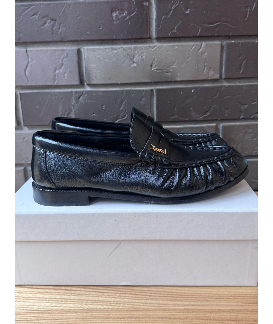SAINT LAURENT Черные кожаные лоферы, фото 5