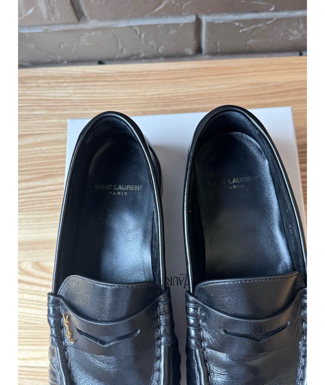 SAINT LAURENT Черные кожаные лоферы, фото 3