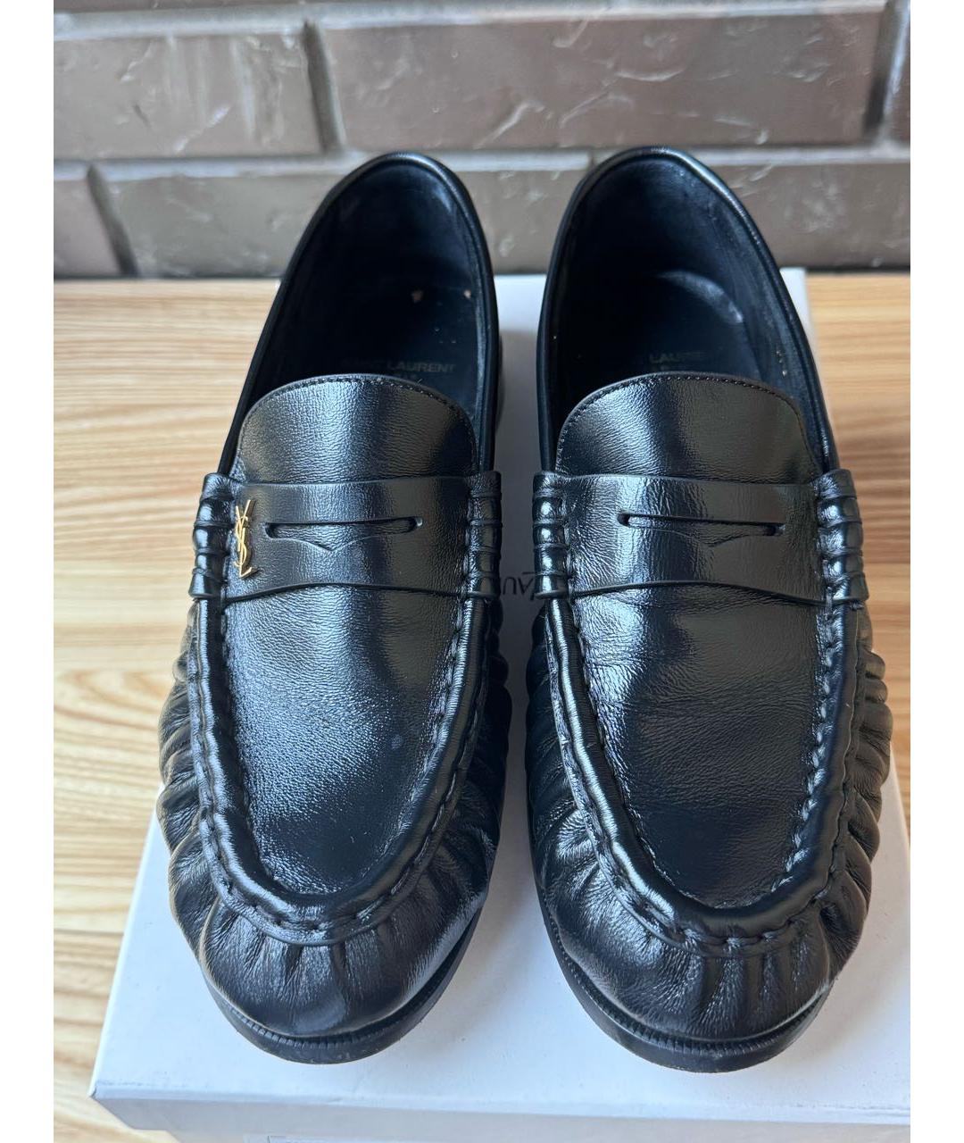 SAINT LAURENT Черные кожаные лоферы, фото 2
