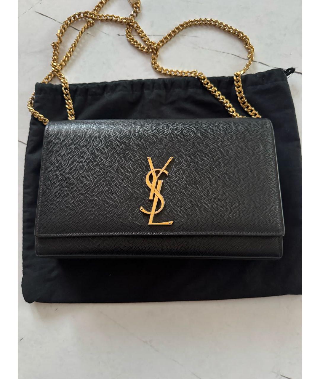 SAINT LAURENT Черная кожаная сумка через плечо, фото 9