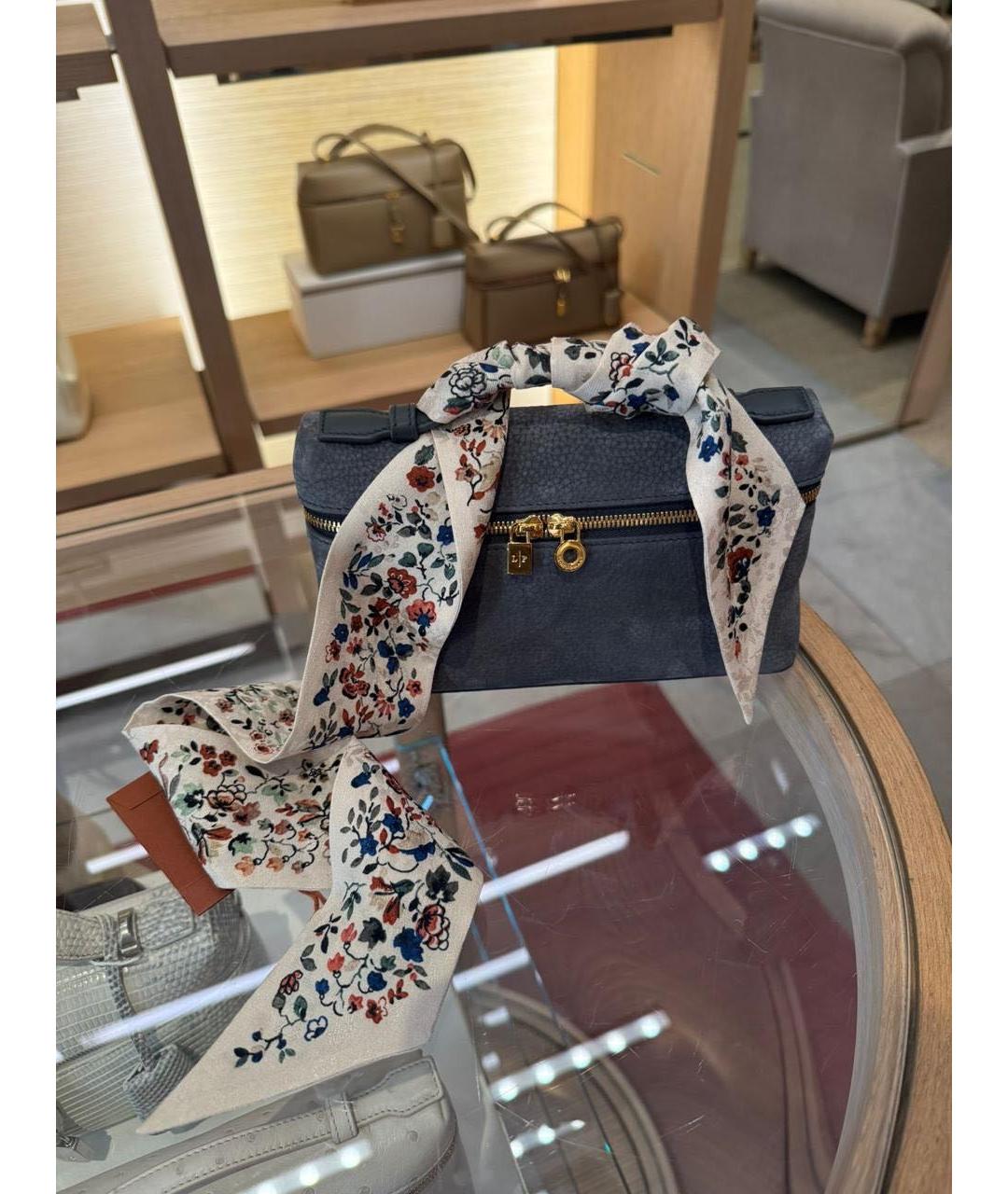 LORO PIANA Антрацитовая замшевая сумка через плечо, фото 6