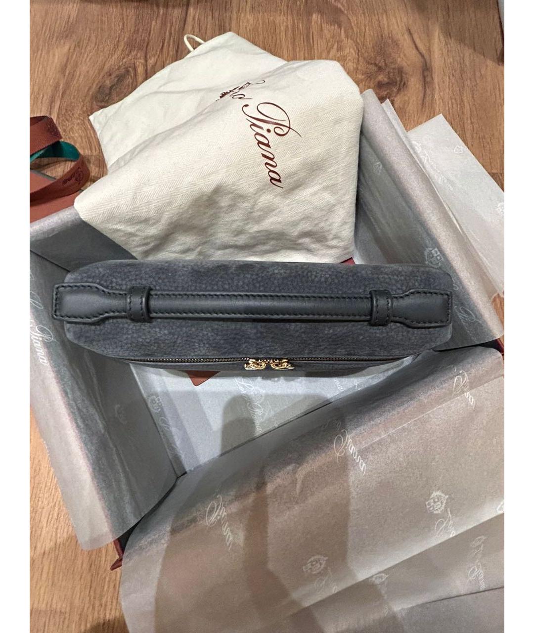 LORO PIANA Антрацитовая замшевая сумка через плечо, фото 4