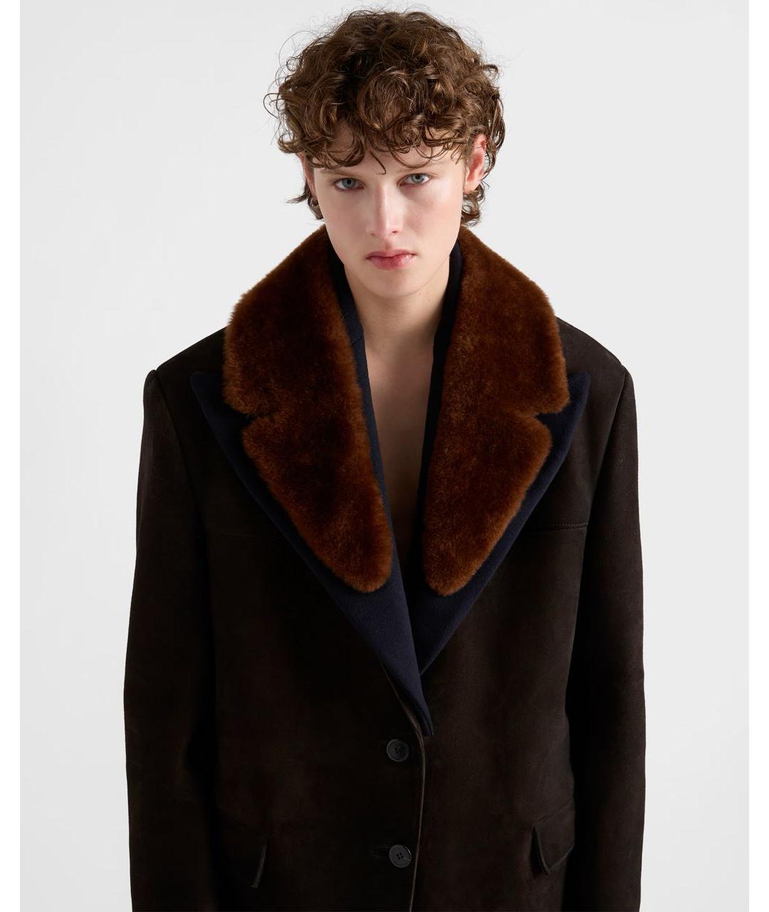 PRADA Коричневое кожаное пальто, фото 3
