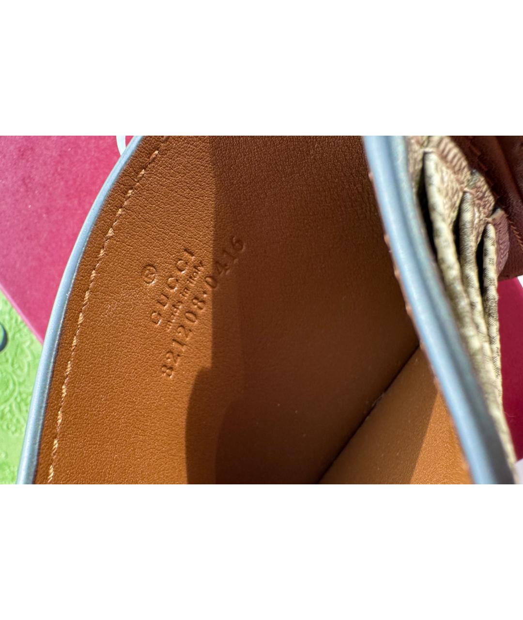 GUCCI Коричневая кожаная визитница, фото 5