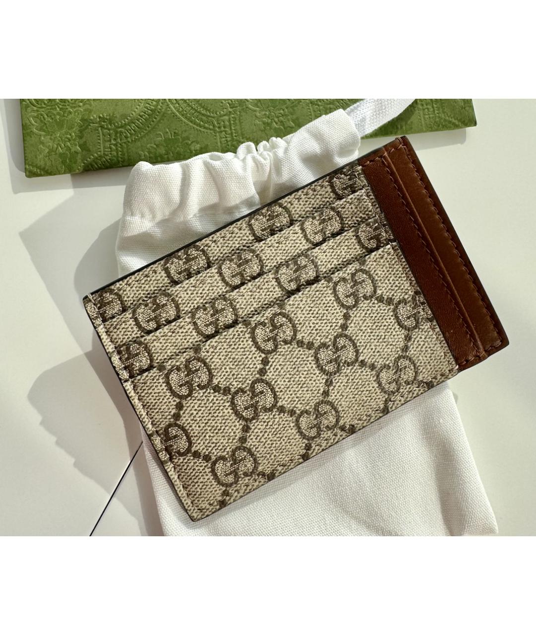 GUCCI Коричневая кожаная визитница, фото 4