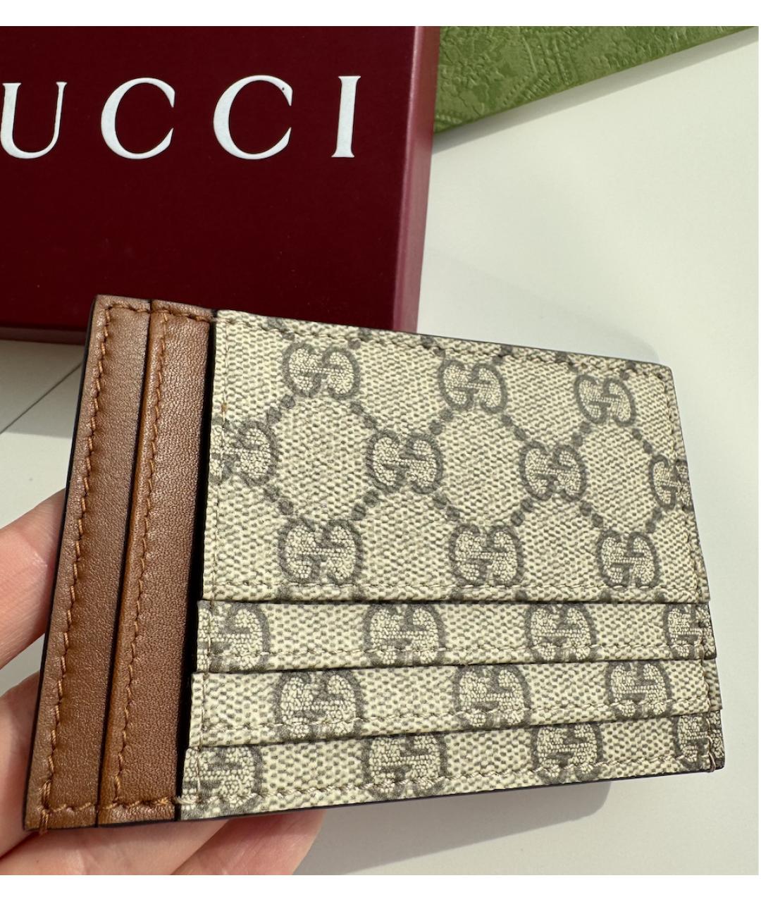 GUCCI Коричневая кожаная визитница, фото 6