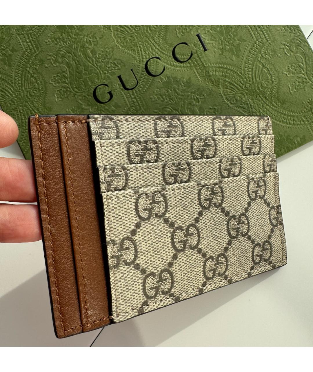 GUCCI Коричневая кожаная визитница, фото 7