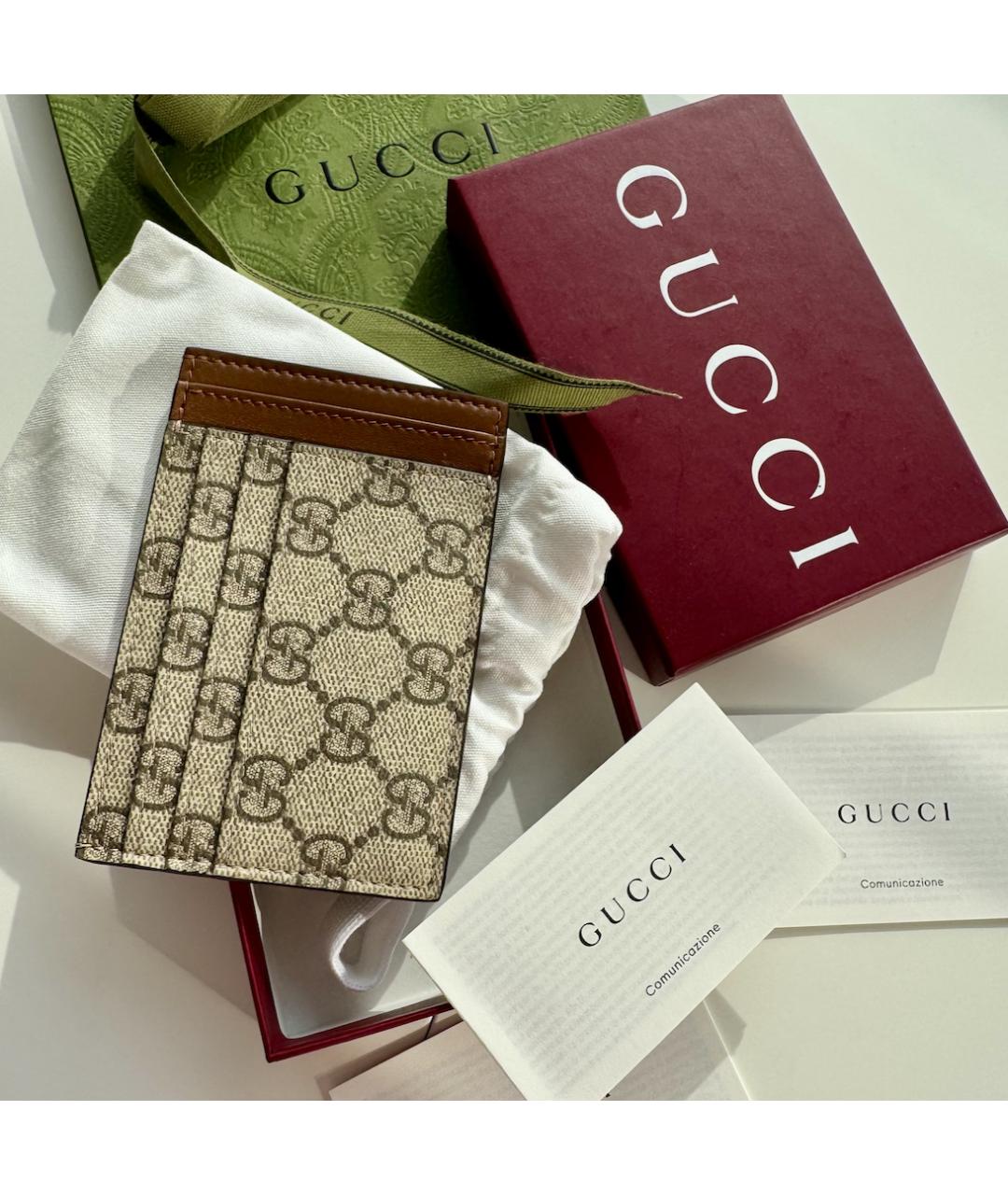 GUCCI Коричневая кожаная визитница, фото 3