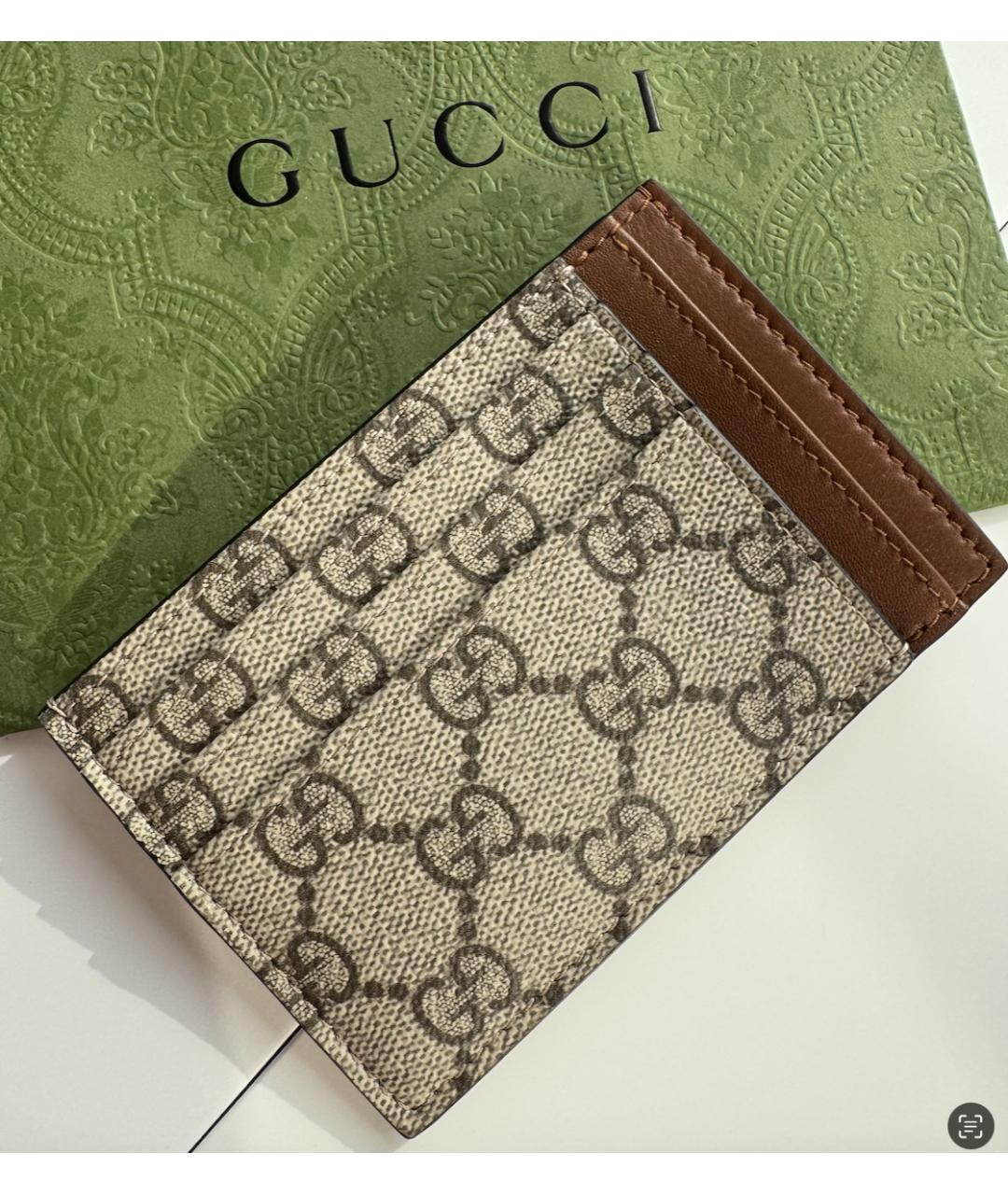 GUCCI Коричневая кожаная визитница, фото 2