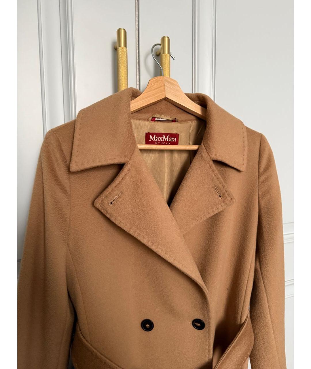 MAX MARA STUDIO Коричневое шерстяное пальто, фото 6