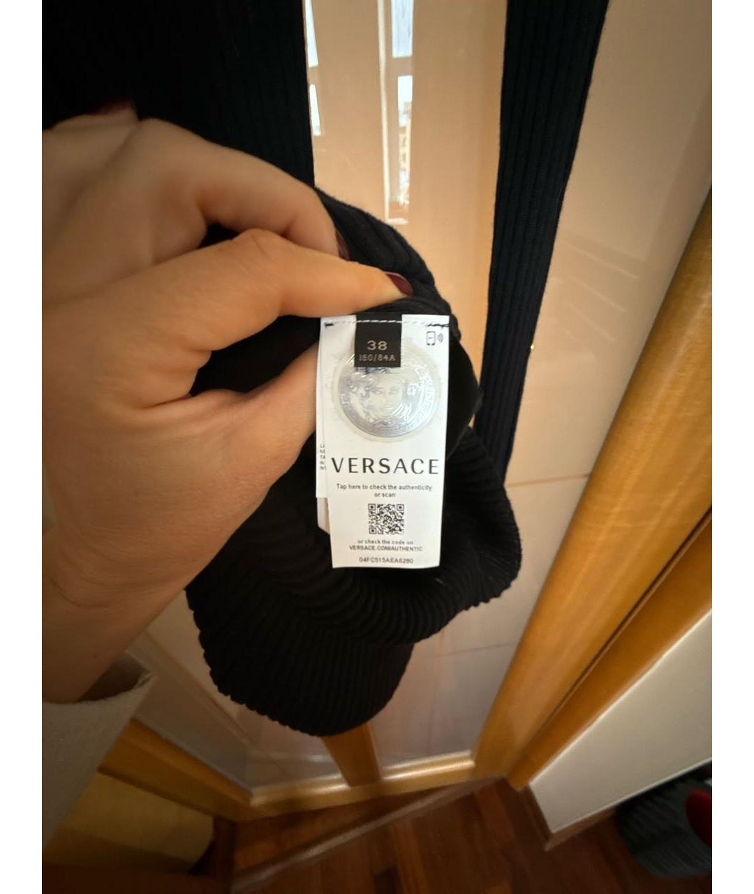 VERSACE Черное шерстяное вечернее платье, фото 4