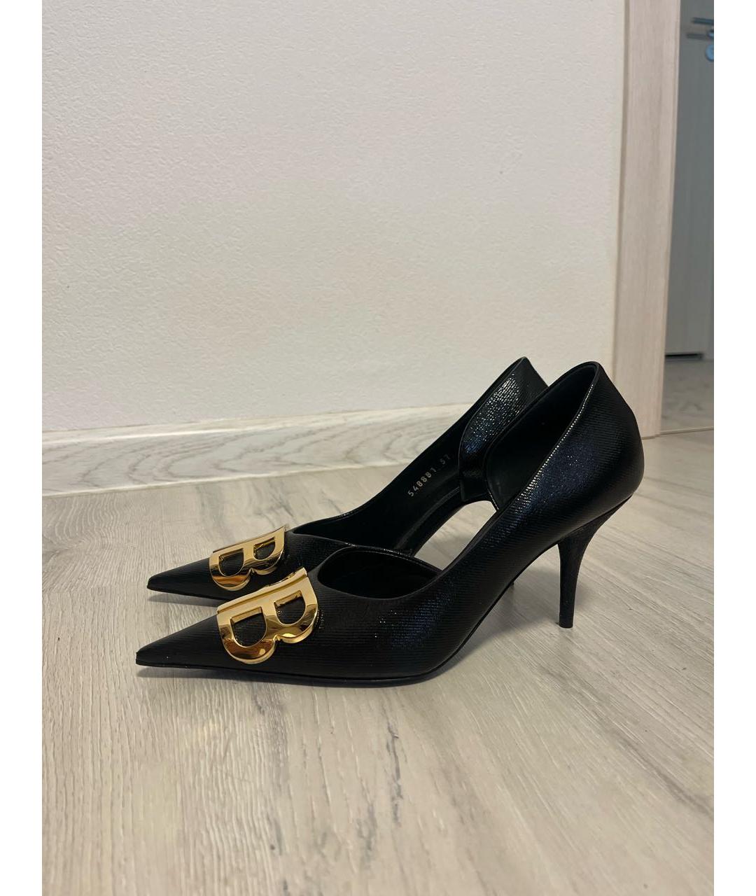 BALENCIAGA Черные кожаные туфли, фото 2