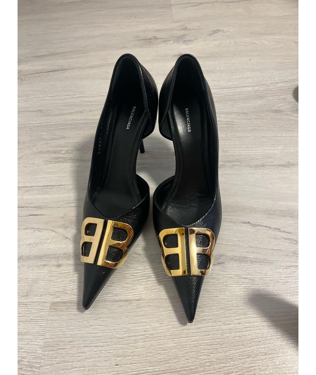 BALENCIAGA Черные кожаные туфли, фото 3