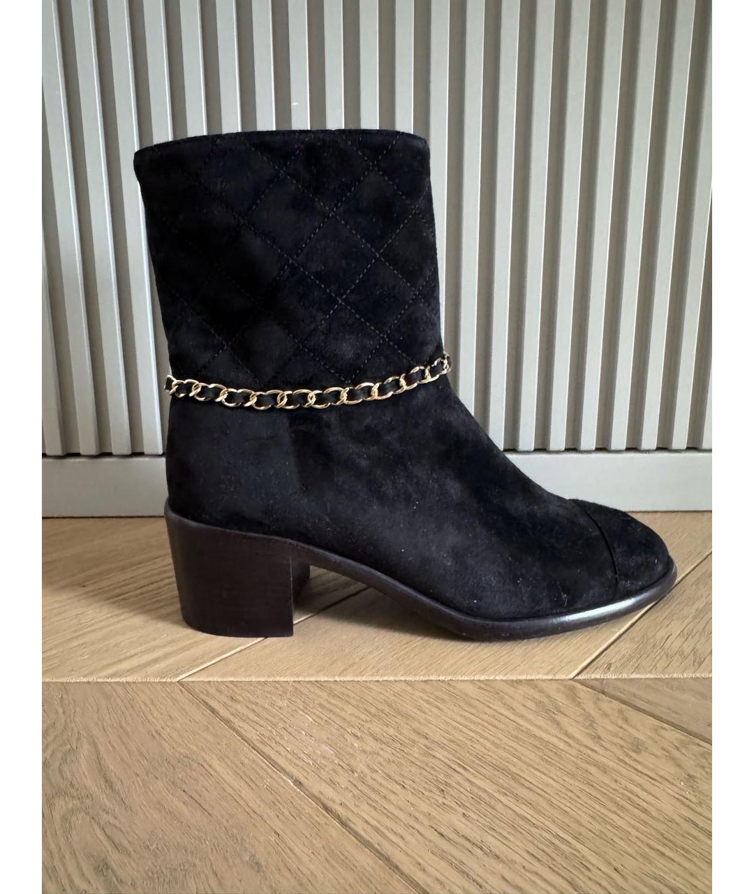 CHANEL Черные нубуковые ботильоны, фото 8