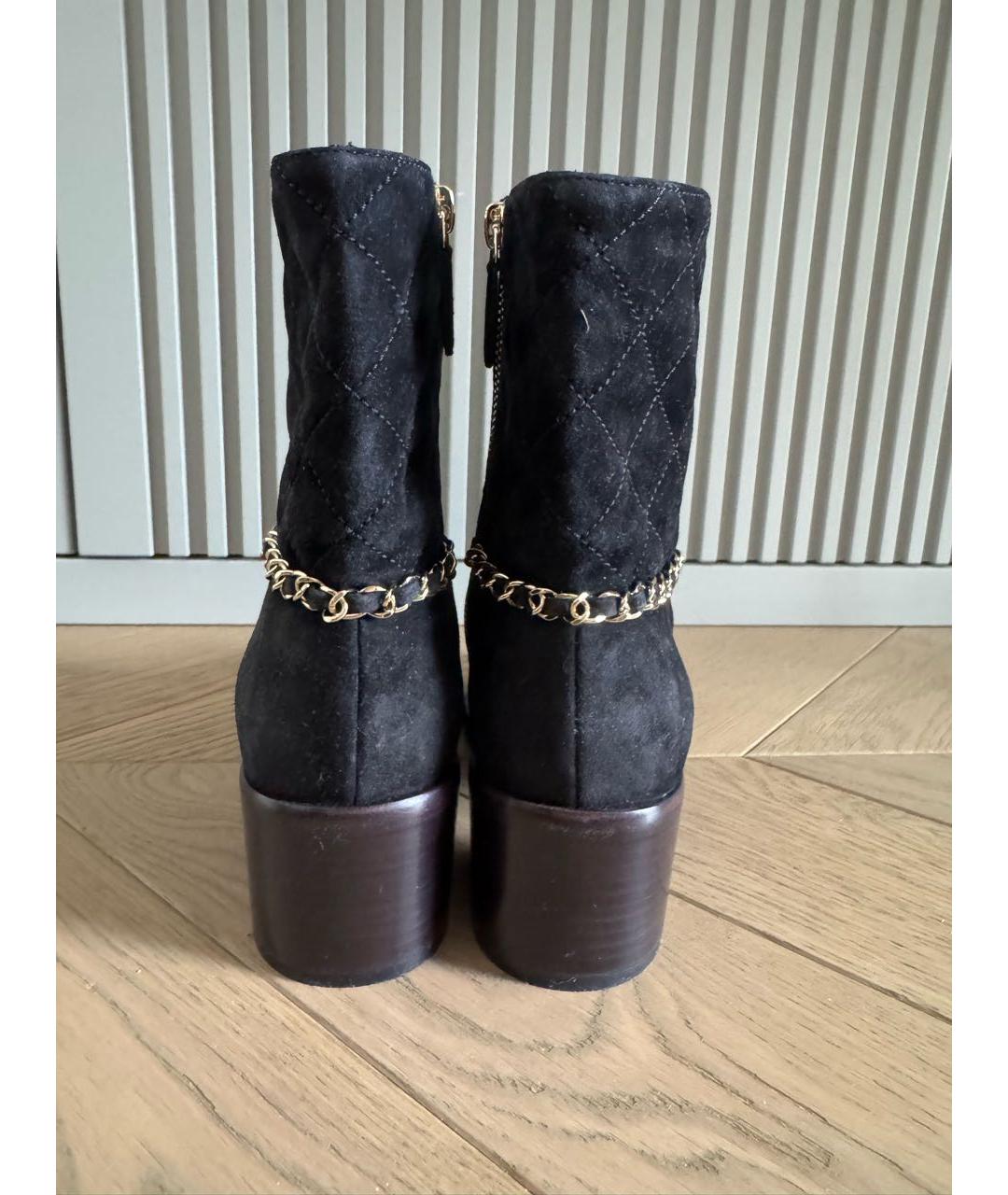 CHANEL Черные нубуковые ботильоны, фото 4