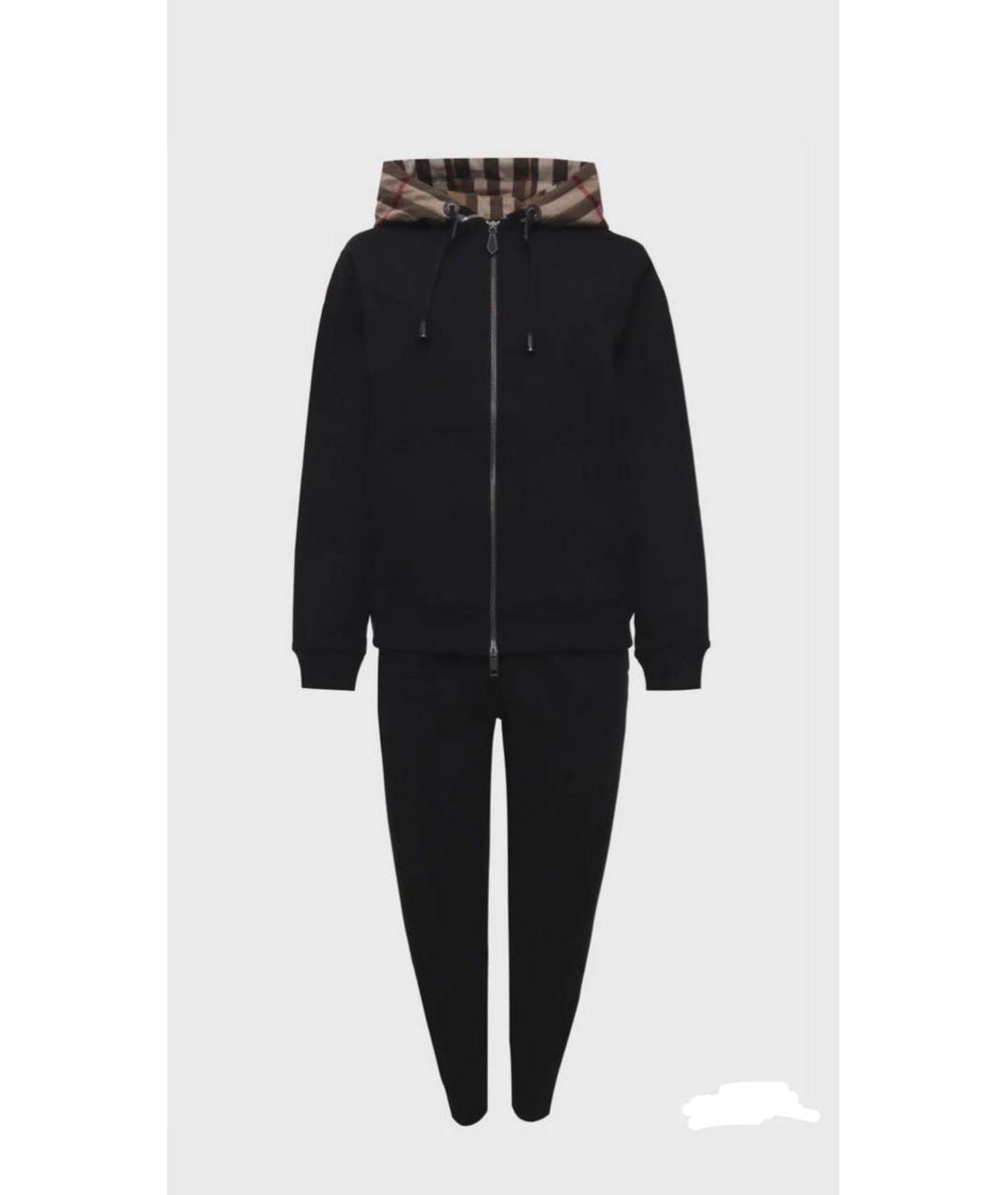 BURBERRY Черный хлопковый спортивный костюм, фото 9