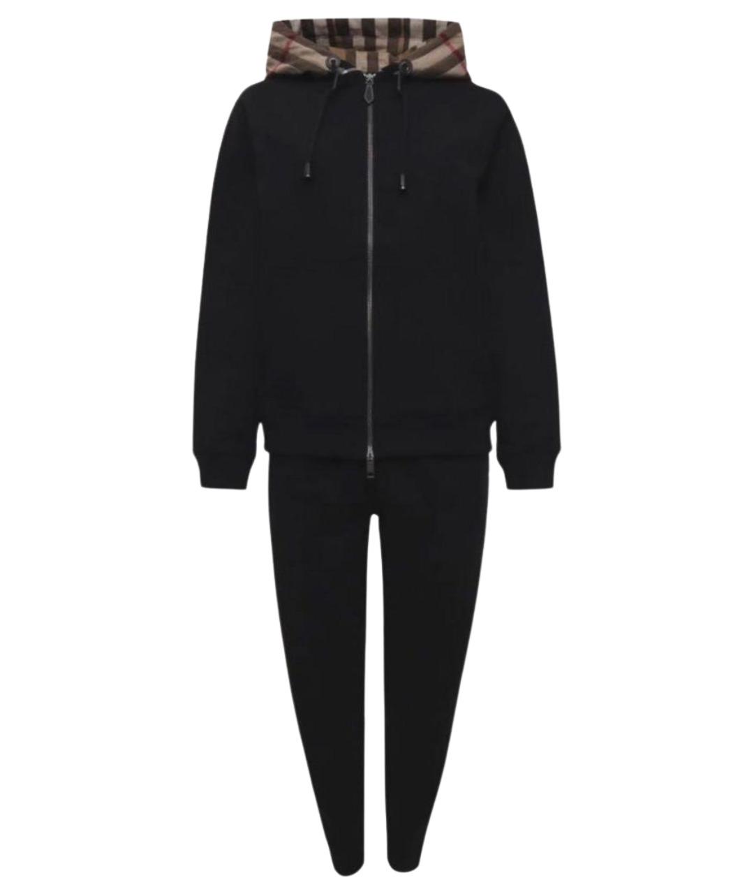 BURBERRY Черный хлопковый спортивный костюм, фото 1
