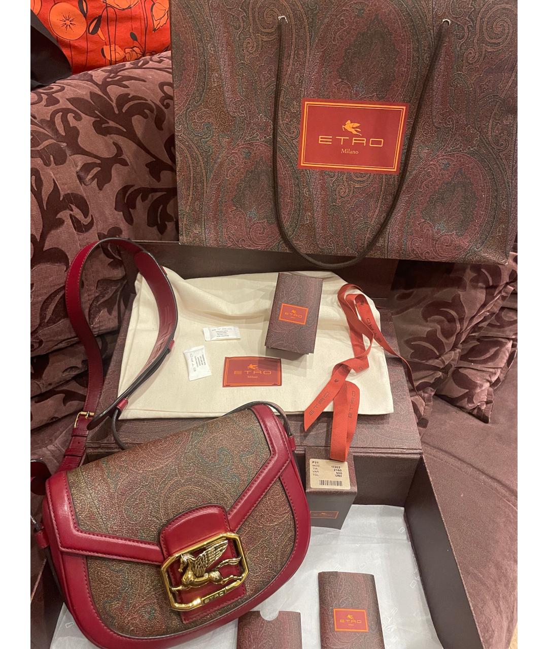 ETRO Бордовая кожаная сумка через плечо, фото 5