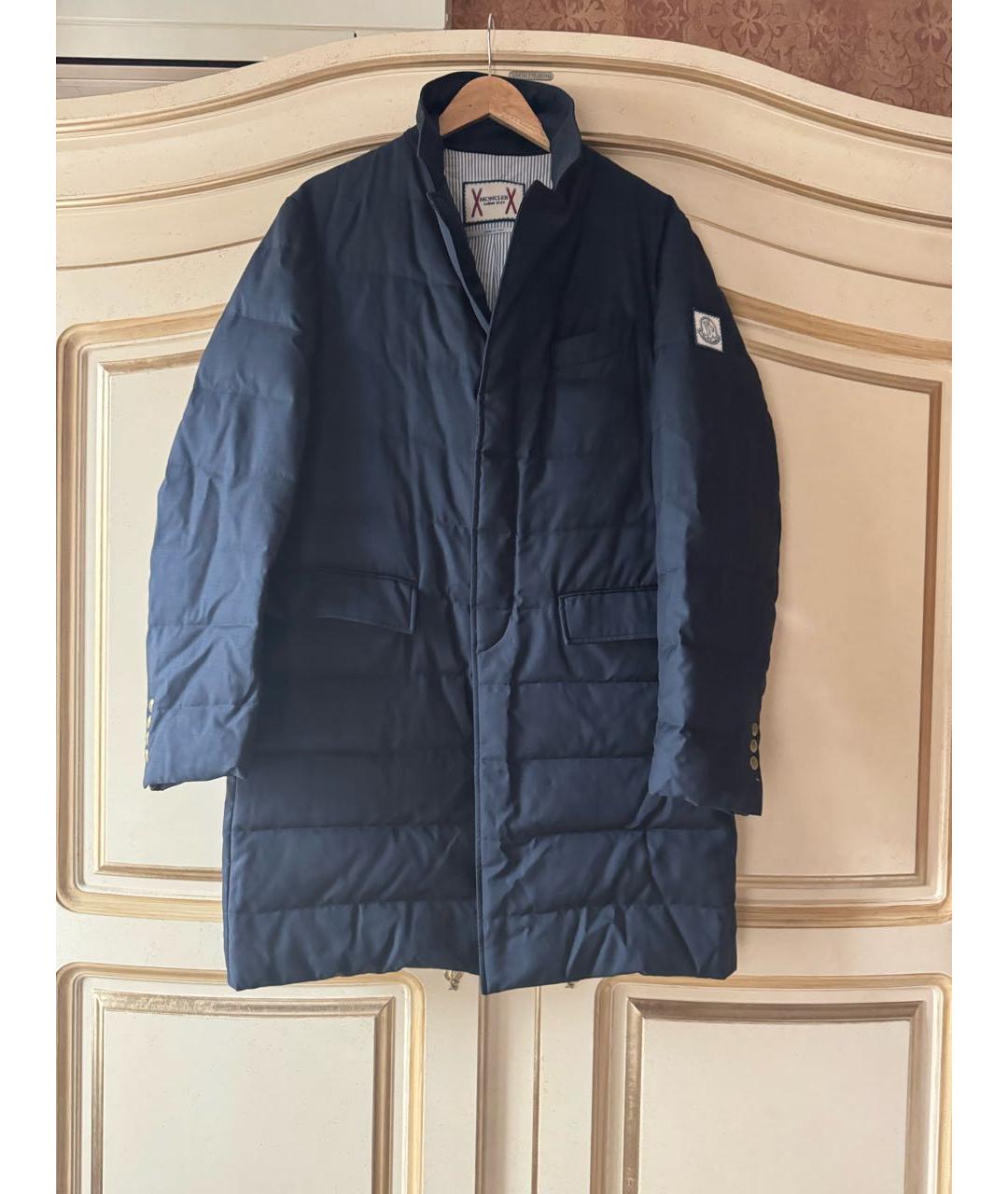 MONCLER Синее шерстяное пальто, фото 8