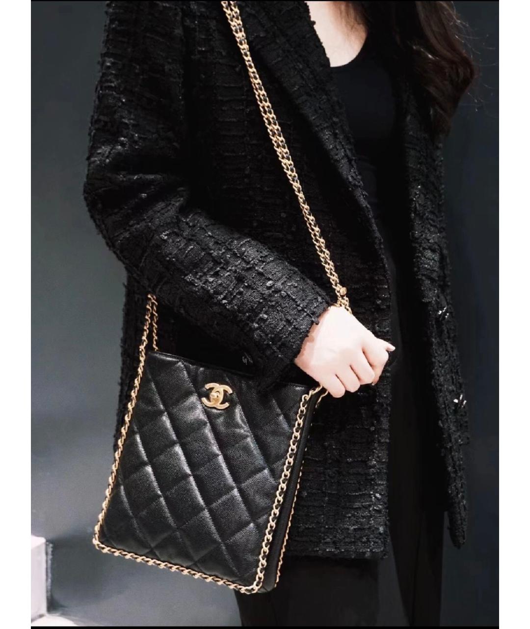 CHANEL Черная кожаная сумка через плечо, фото 6