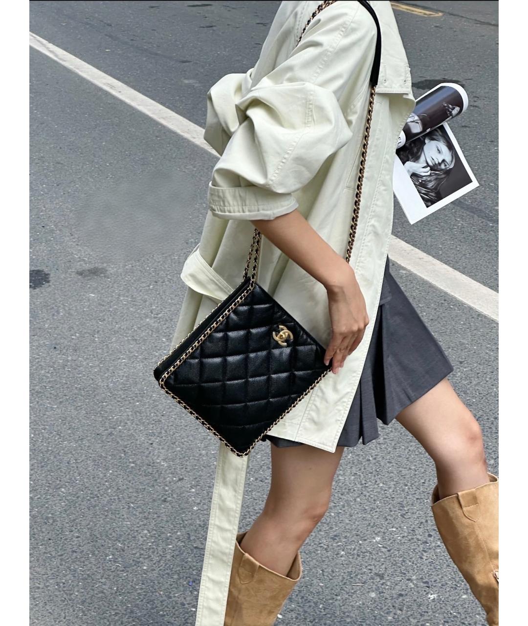 CHANEL Черная кожаная сумка через плечо, фото 4