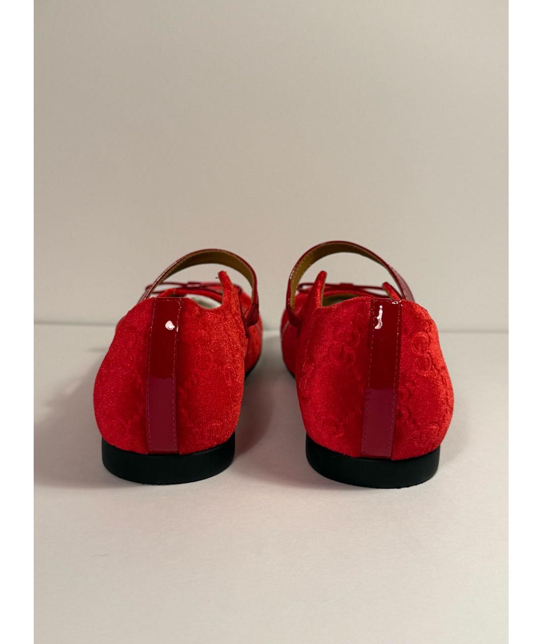 GUCCI KIDS Красные бархатные туфли, фото 4