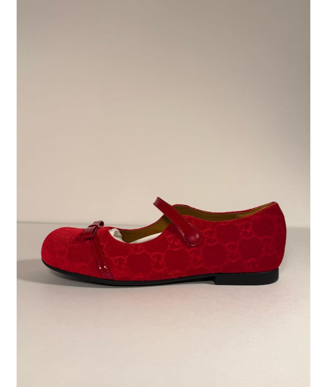 GUCCI KIDS Красные бархатные туфли, фото 7