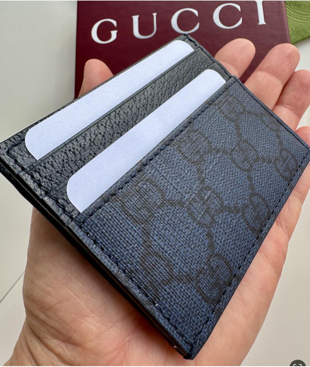 GUCCI Синяя кожаная визитница, фото 6