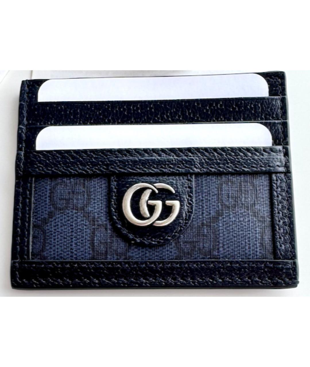 GUCCI Синяя кожаная визитница, фото 5