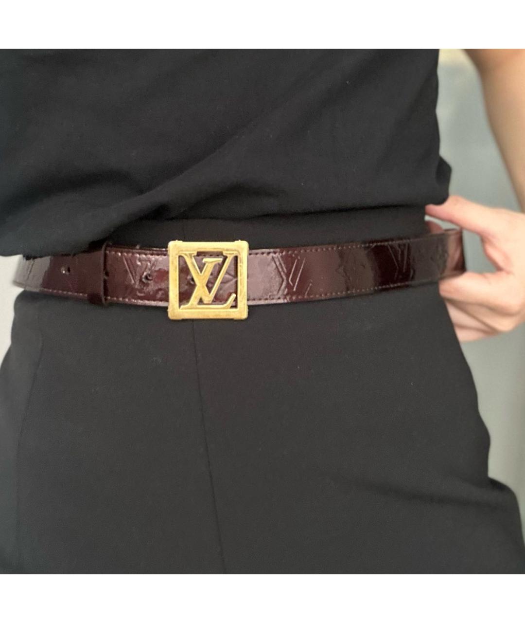 LOUIS VUITTON Бордовый ремень из лакированной кожи, фото 4