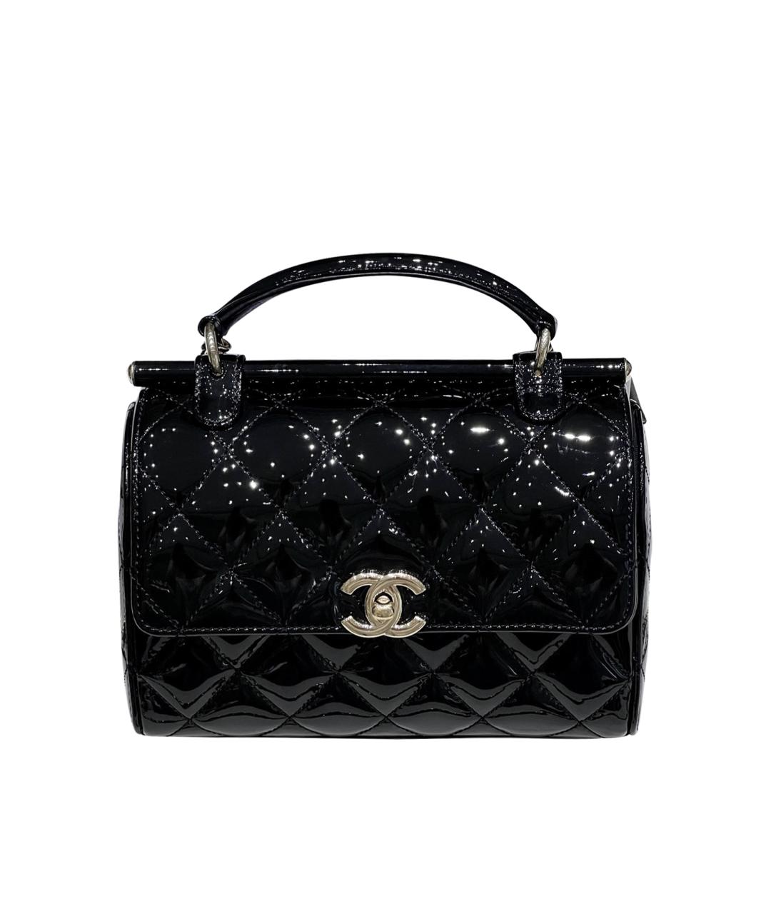 CHANEL Черная сумка через плечо из лакированной кожи, фото 9
