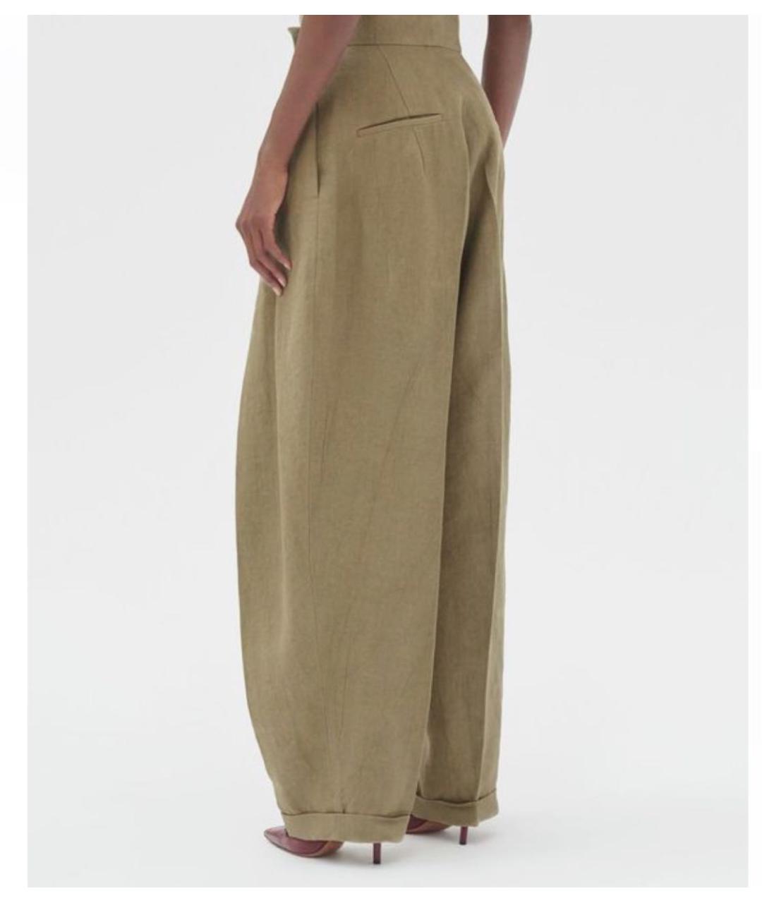 CELINE Горчичные хлопковые брюки широкие, фото 4