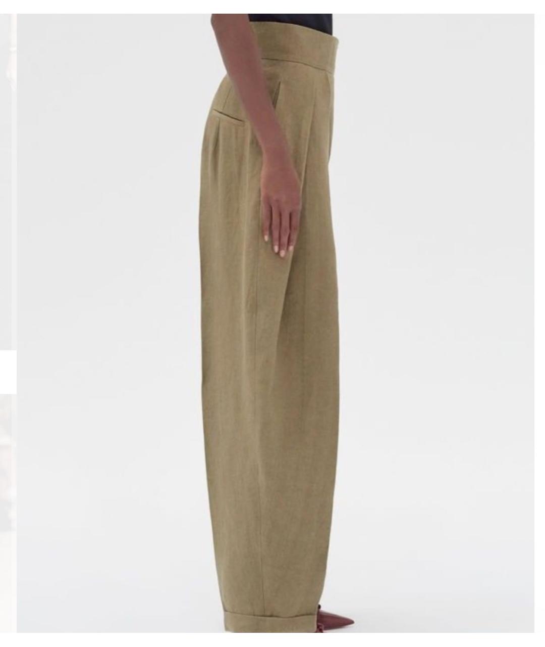 CELINE Горчичные хлопковые брюки широкие, фото 5