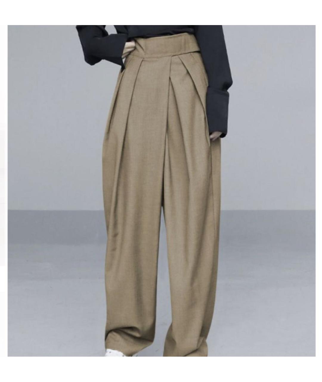 CELINE Горчичные хлопковые брюки широкие, фото 6