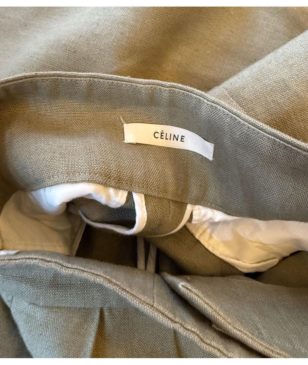 CELINE Горчичные хлопковые брюки широкие, фото 8