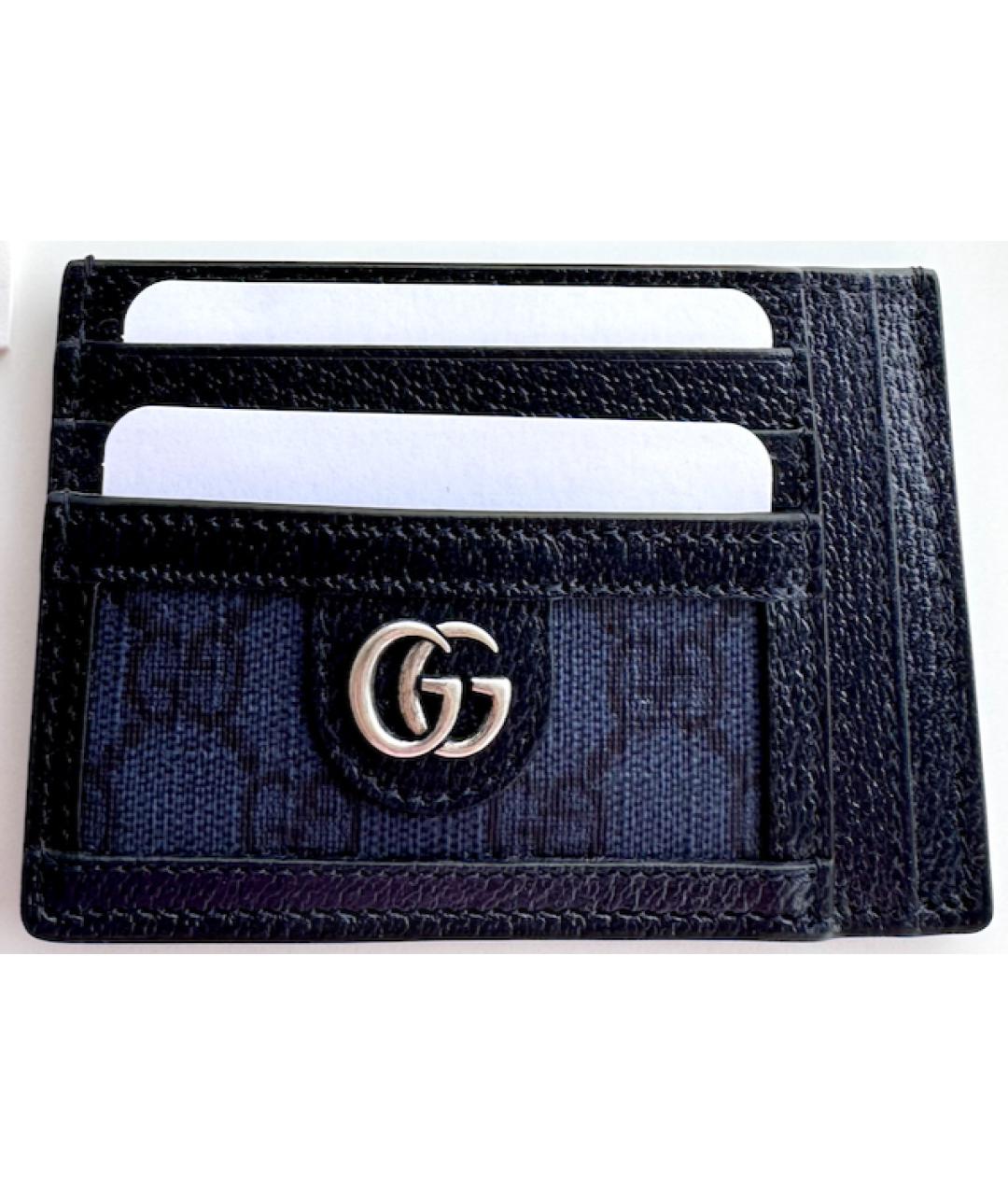GUCCI Синяя кожаная визитница, фото 3