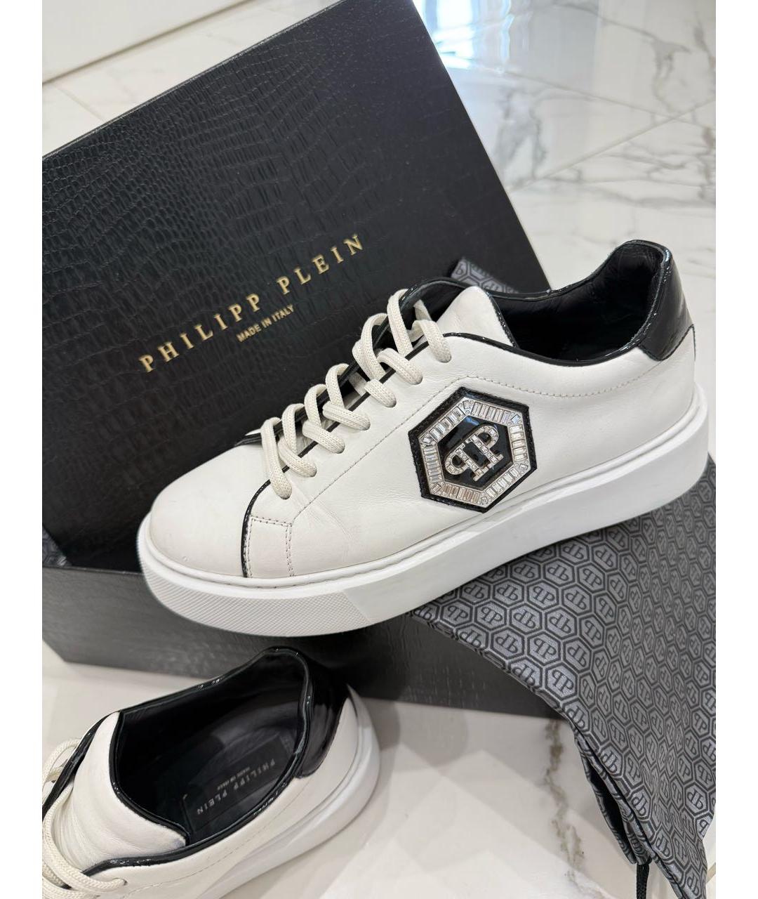 PHILIPP PLEIN Белые кожаные кеды, фото 9
