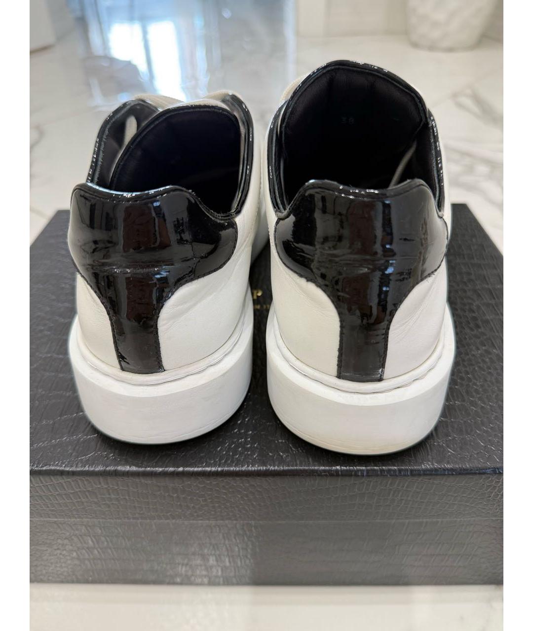 PHILIPP PLEIN Белые кожаные кеды, фото 4