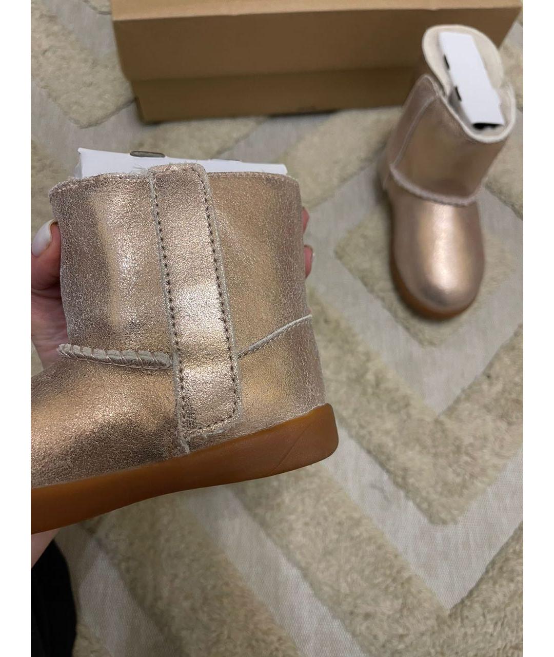 UGG Золотые кожаные сапоги, фото 7