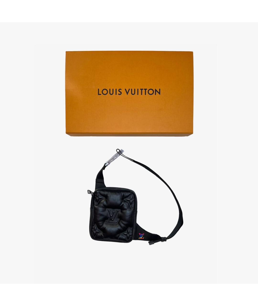 LOUIS VUITTON Черная кожаная барсетка, фото 3