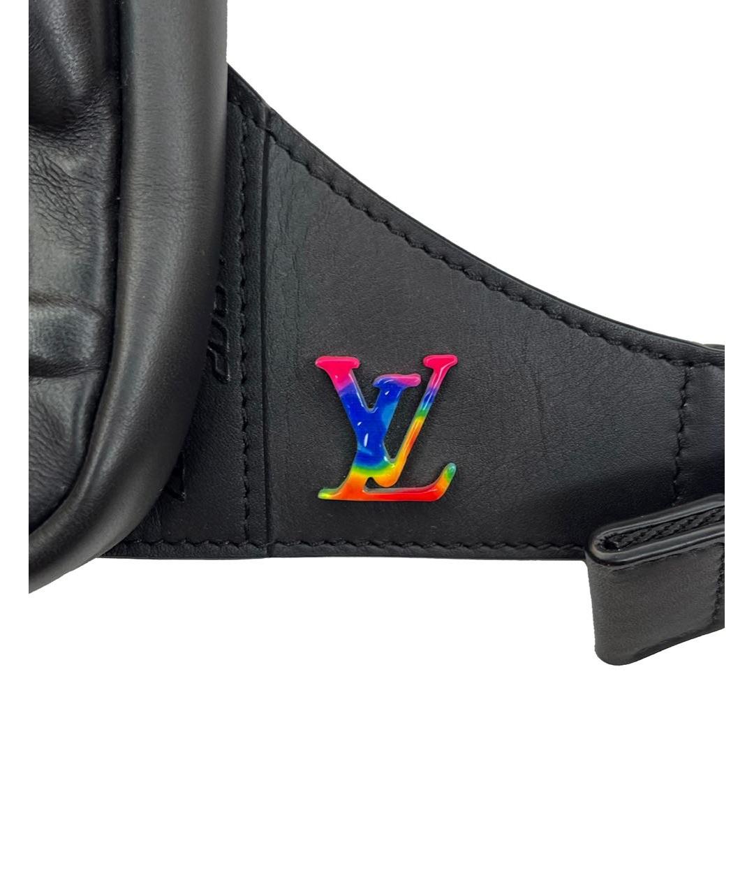 LOUIS VUITTON Черная кожаная барсетка, фото 4