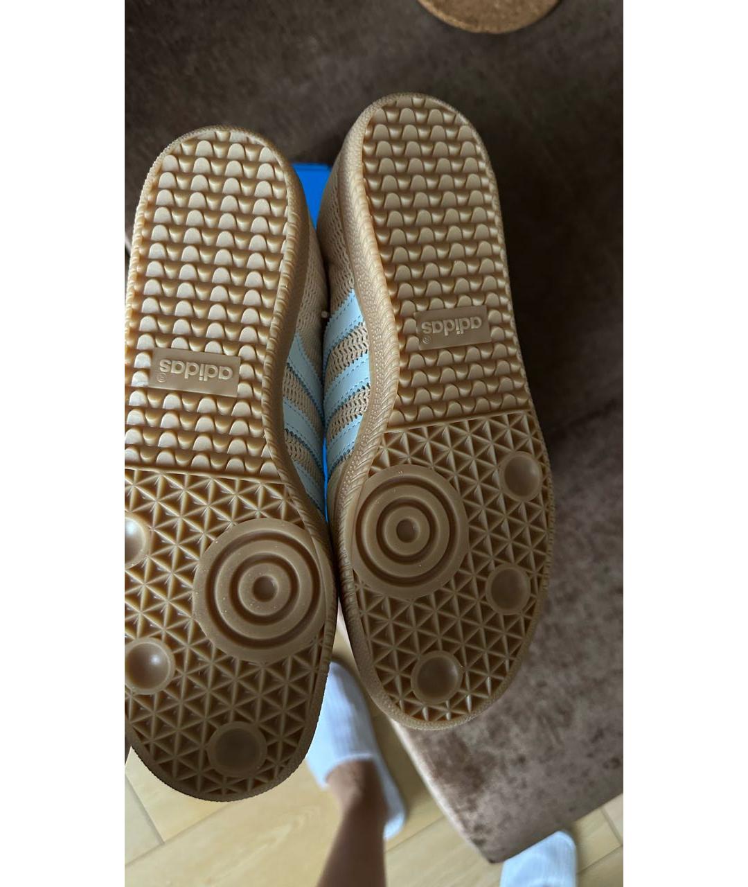 ADIDAS Бежевые кожаные кроссовки, фото 5