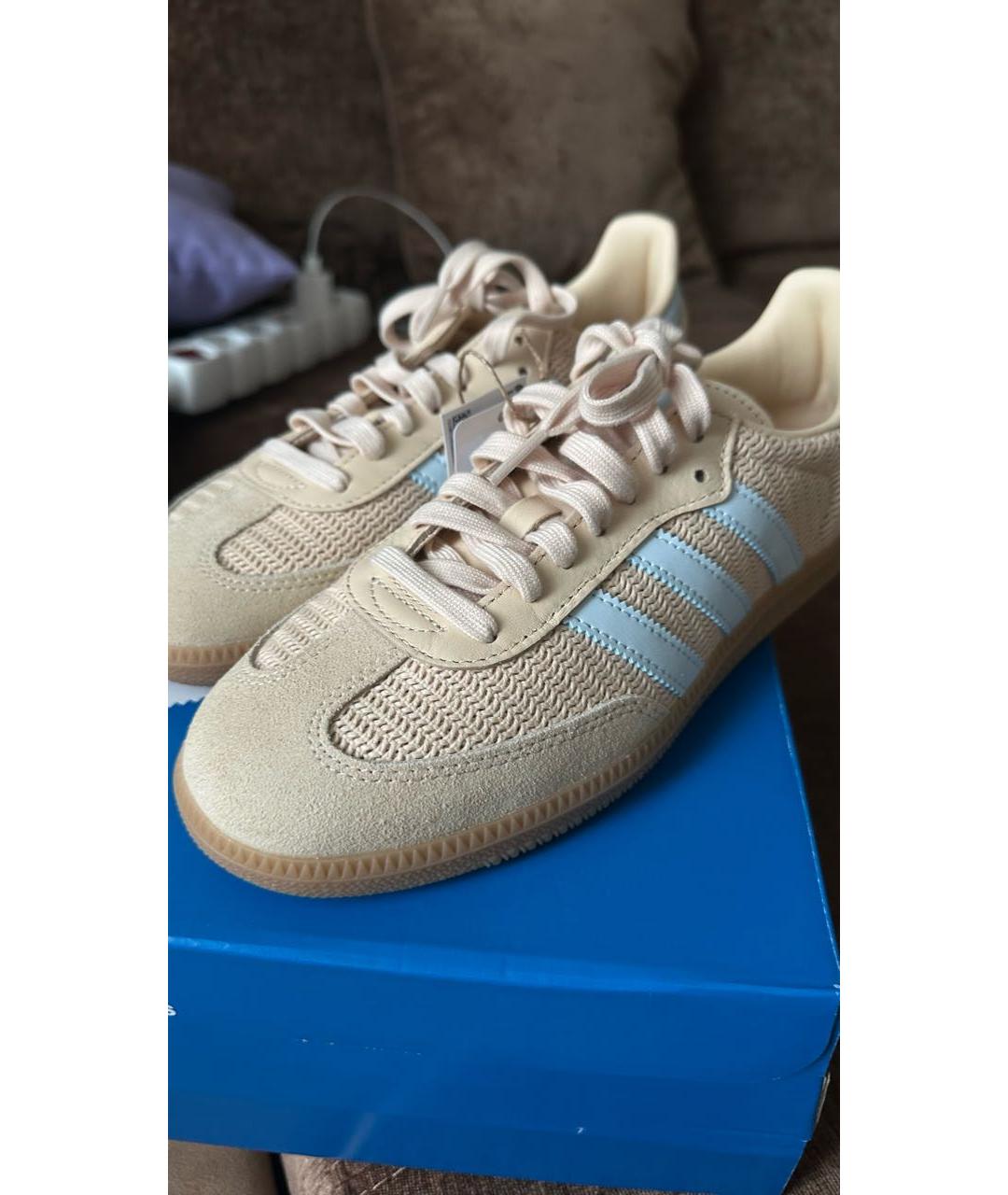 ADIDAS Бежевые кожаные кроссовки, фото 6