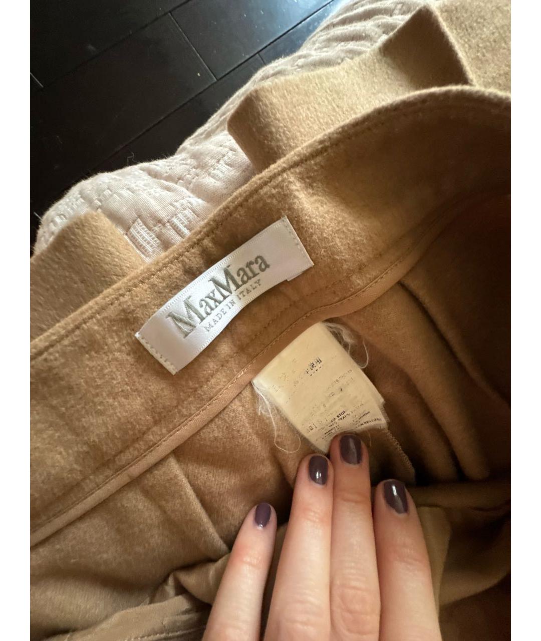 MAX MARA Бежевые кашемировые прямые брюки, фото 3