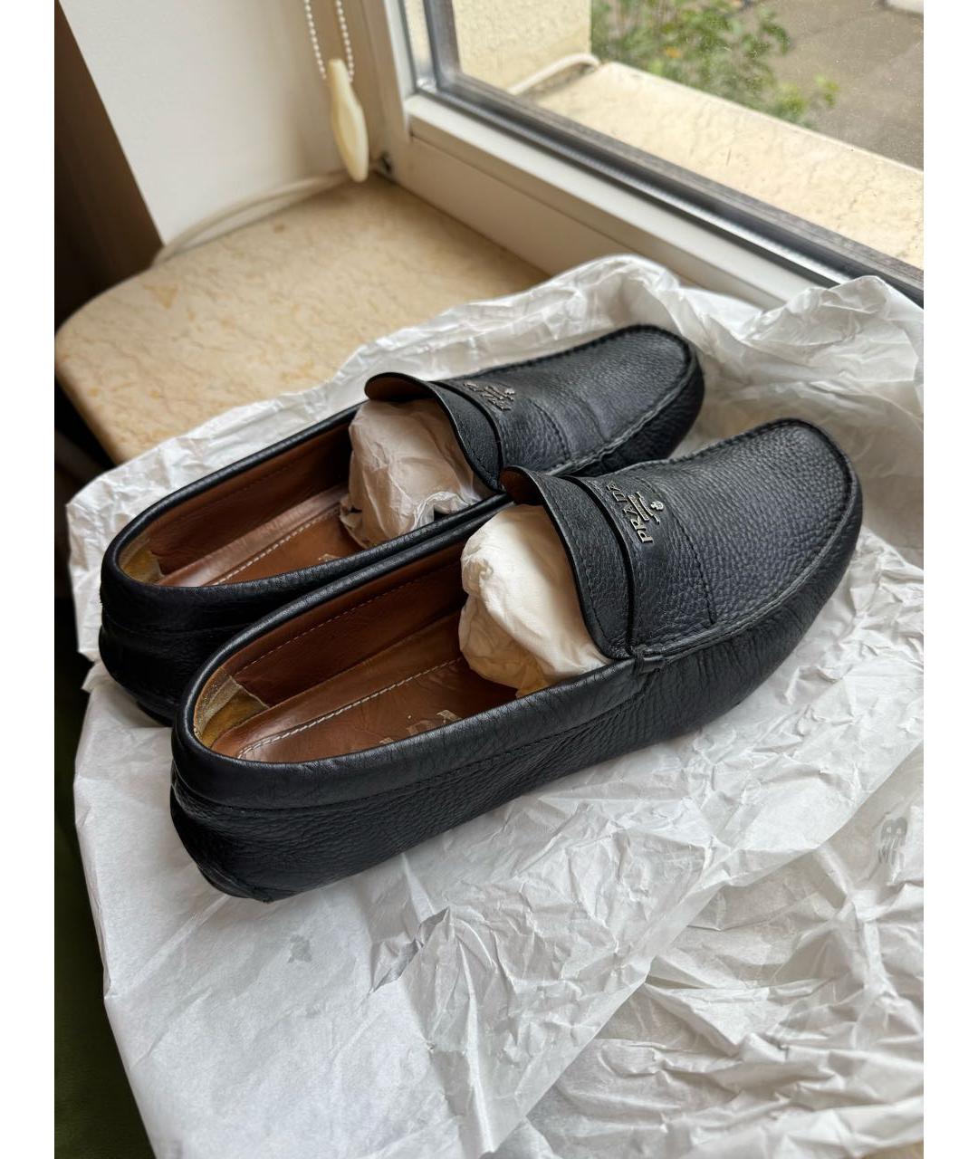 PRADA Черные кожаные мокасины, фото 4